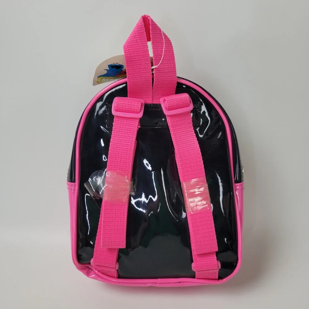 Sesame Street Zoe Mini Backpack Pink Black Vinyl Plush Vintage Kmart NWT